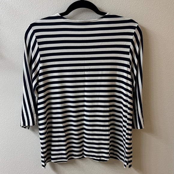 J. Jill Navy and White Striped Long Sleeve Top - Picture 6 of 6